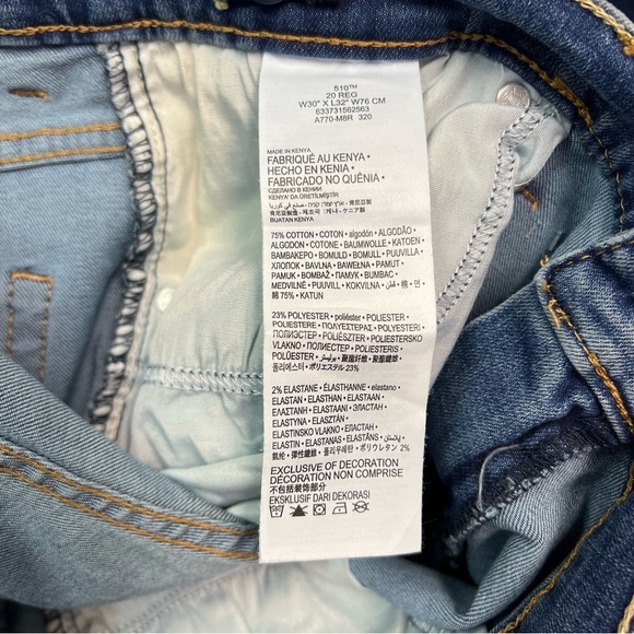 Levi’s Men’s Skinny Fit from Hip to Ankle Adjustable Waist Band Size 30x32 - Picture 7 of 8